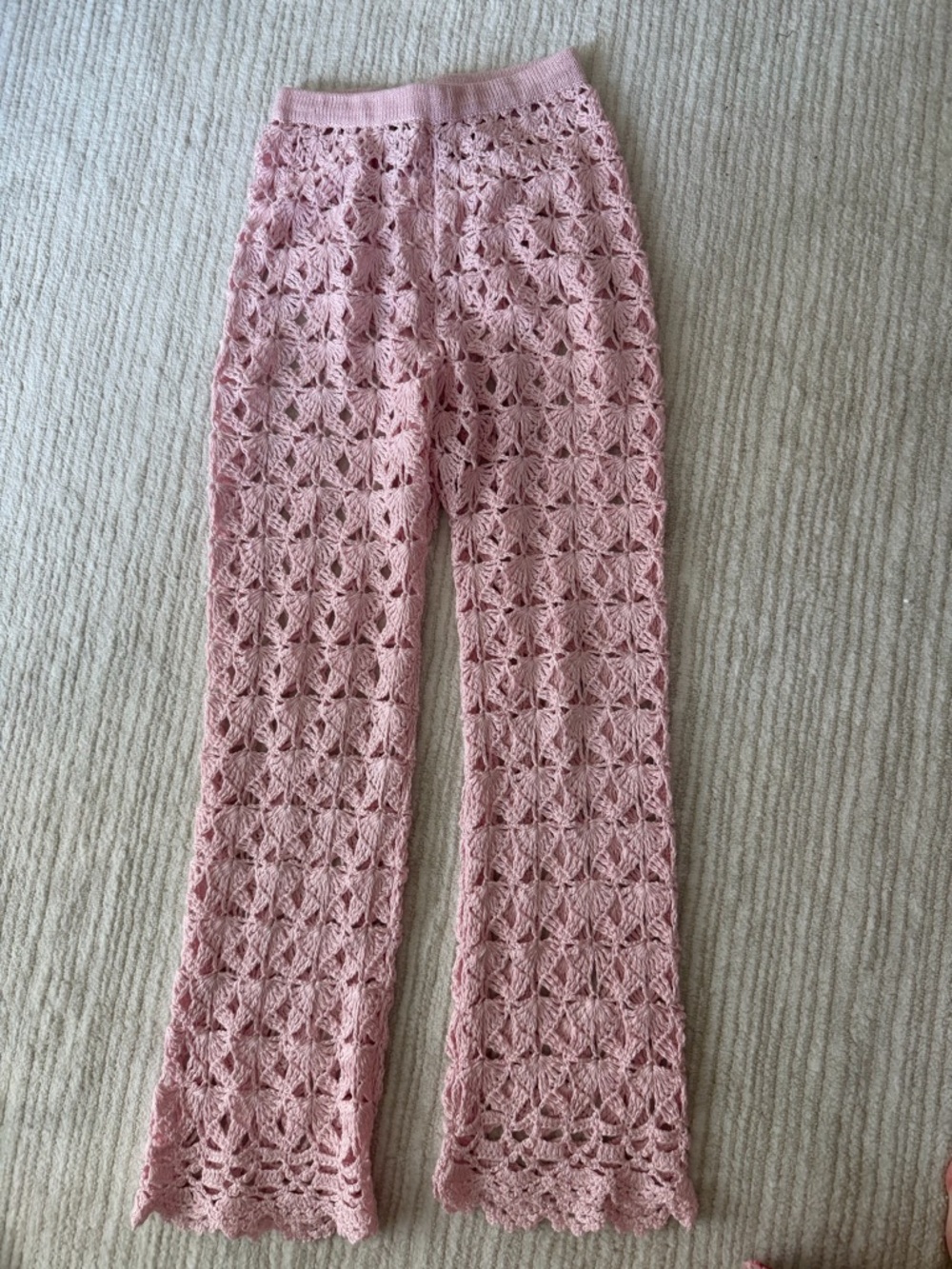 Capittana Pink Crochet Knit Pants